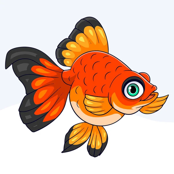 Desenhos Animados Goldfish Fundo Branco — Vetor de Stock