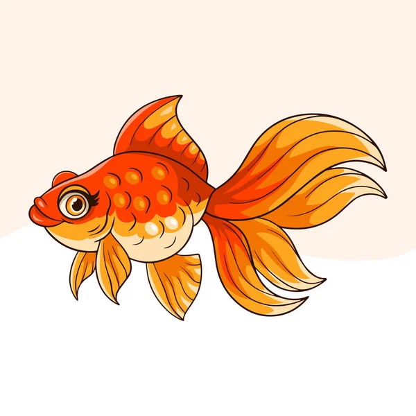 Desenhos Animados Goldfish Fundo Branco — Vetor de Stock