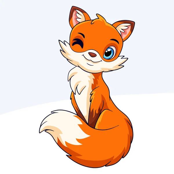 Cartoon Cute Little Fox White Background — Stock Vector