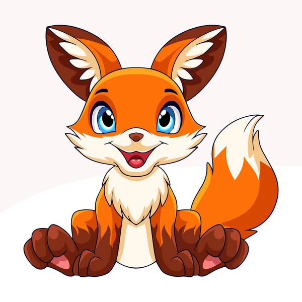 Cartoon Cute Little Fox Białym Tle — Wektor stockowy