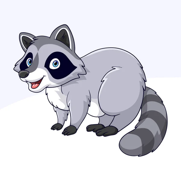 Cartoon Cute Little Raccoon White Background — Stock Vector