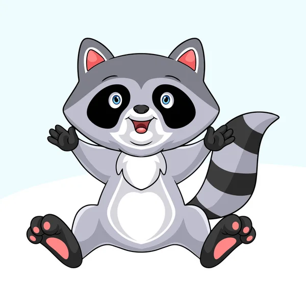 Cartoon Cute Little Raccoon Białym Tle — Wektor stockowy