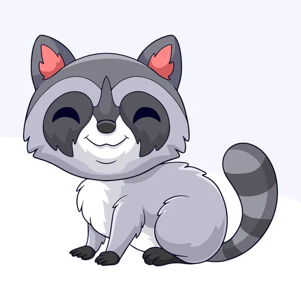 Cartoon Cute Little Raccoon Białym Tle — Wektor stockowy