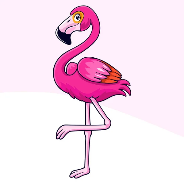 Dibujos Animados Lindo Flamingo Poco Sobre Fondo Blanco — Vector de stock