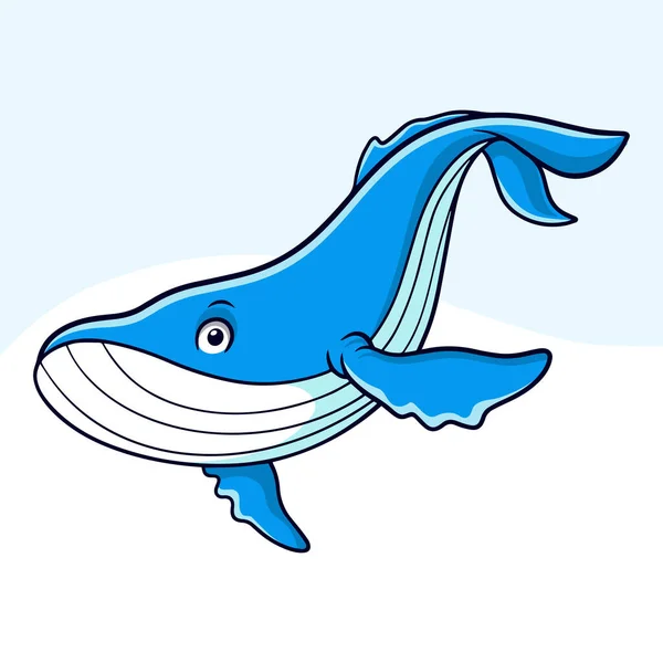 Tecknad Rolig Whale Isolerad Vit Bakgrund — Stock vektor
