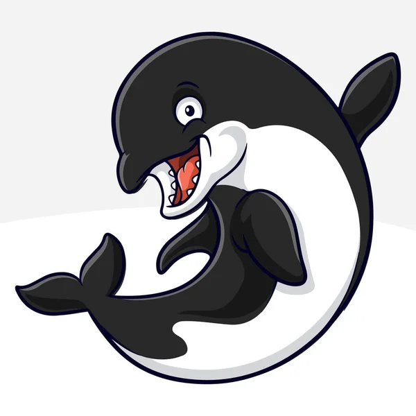 Cartoon Funny Killer Whale Isolated White Background — Stock Vector