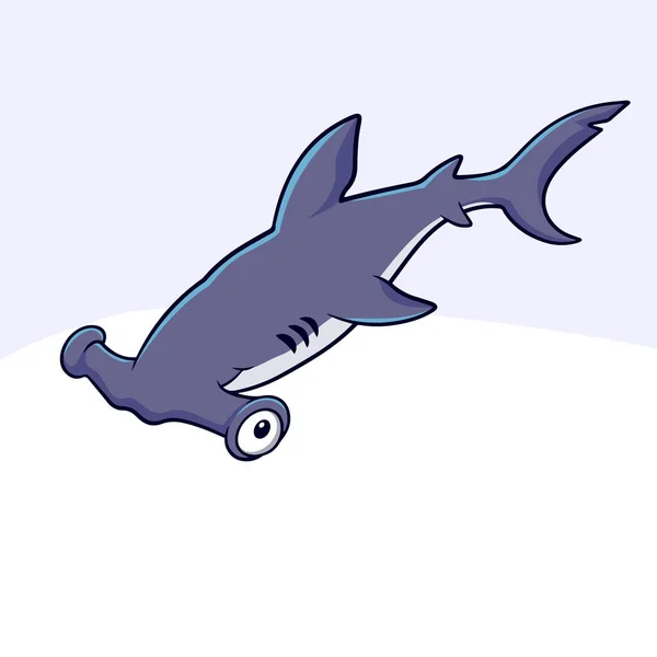 Мультфильм Смешно Молот Акулы Изолированы Белом Фоне — стоковый вектор