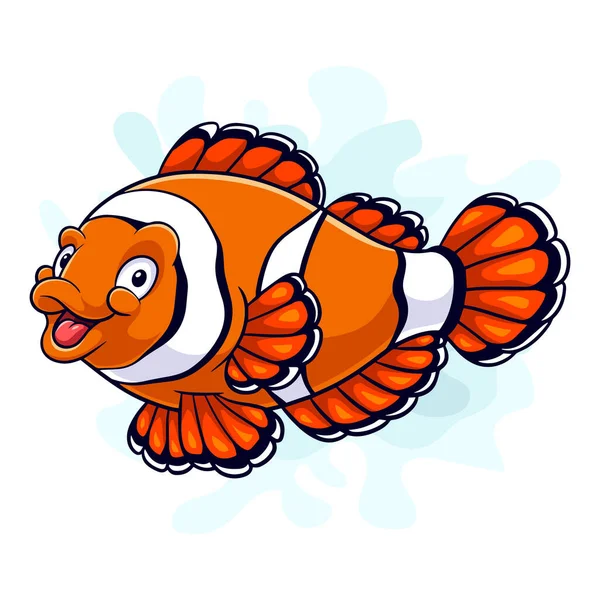 Cartoon Funny Clown Fish Isolated White Background — Stock Vector