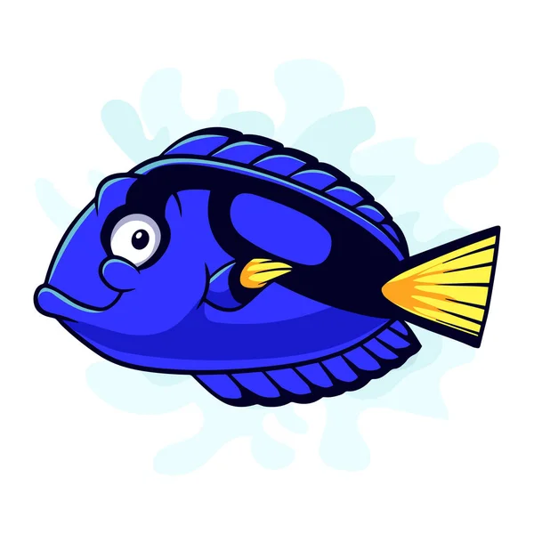 stock vector Cartoon blue tank fish isolated on white background