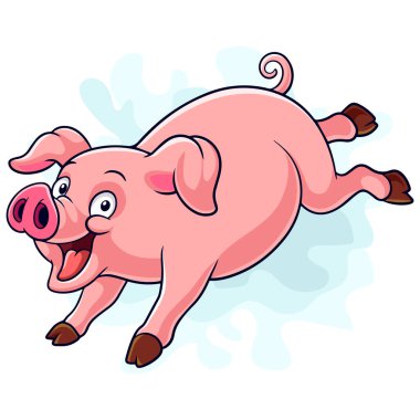 Beyaz arka plan üzerinde izole karikatür komik domuz