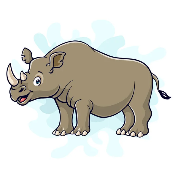 Карикатура Смешной Носорог Изолированный Белом Фоне — стоковый вектор