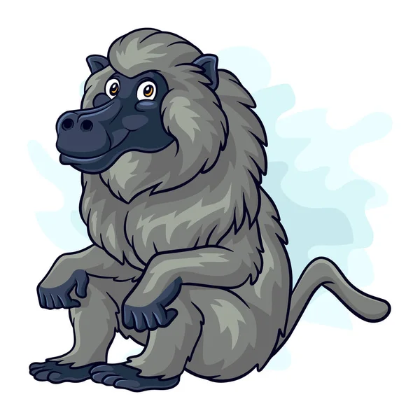 Cartoon Macaco Babuíno Engraçado Isolado Fundo Branco —  Vetores de Stock