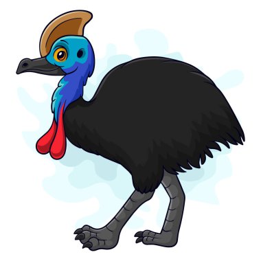 Çizgi film komik Cassowary beyaz arka planda izole
