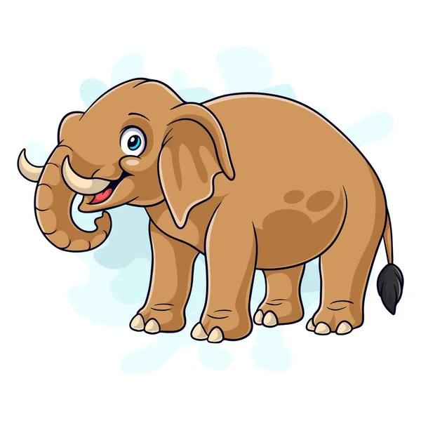 Desenhos Animados Engraçado Elefante Desenhos Animados Isolado Fundo Branco —  Vetores de Stock