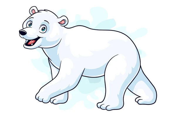 Мультфильм Смешной Белый Медведь Мультфильм Белом Фоне — стоковый вектор