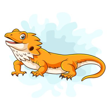 Cartoon bearded dragon on white background