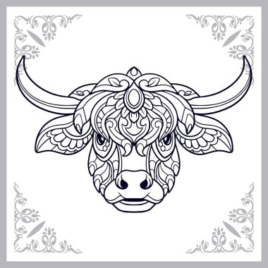 Cow head mandala arts isolated on white background
