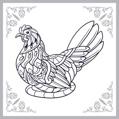 hen mandala arts isolated on white background