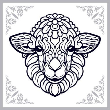 sheep head mandala arts isolated on white background