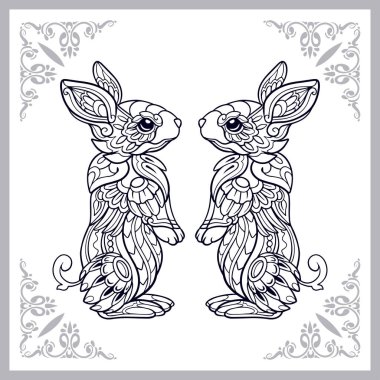 Easter rabbit mandala arts isolated on white background