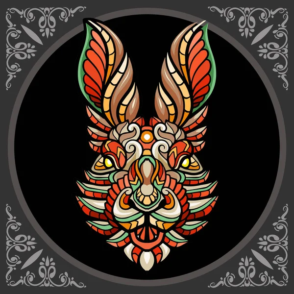 Colorful Rabbit Head Mandala Arts Isolated Black Background — Wektor stockowy