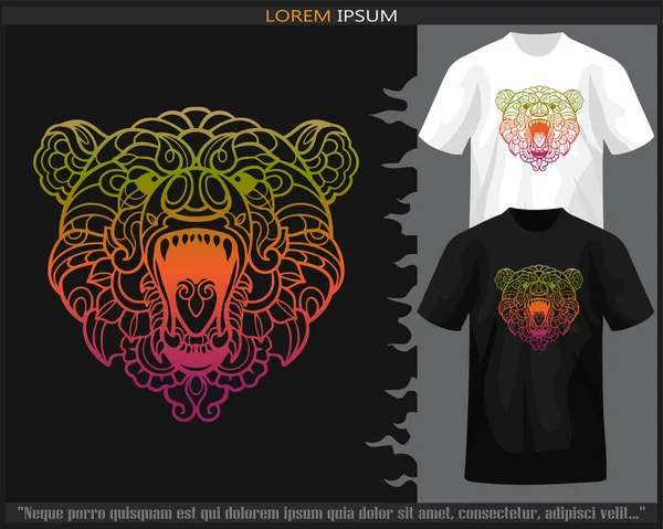 Gradient Kolorowe Grizzly Niedźwiedź Głowa Mandala Sztuki Izolowane Czarno Białe — Wektor stockowy