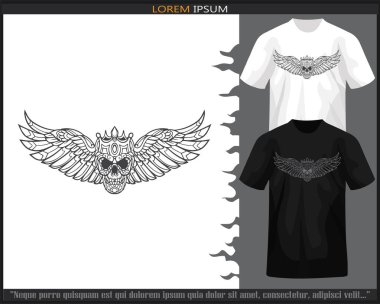 kurukafa mandala sanatları siyah beyaz tişörtte izole.