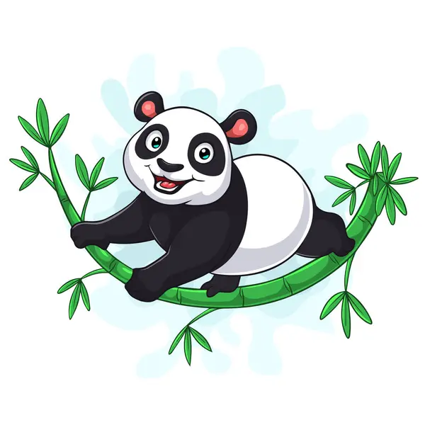 Bambu ağacında oynayan sevimli panda.
