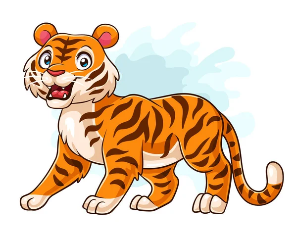 Tigre Bande Dessinée Isolé Sur Fond Blanc — Image vectorielle