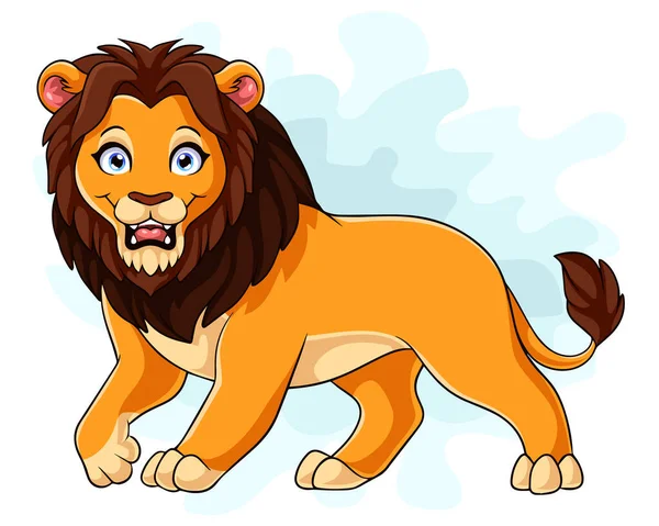 Cartoon Glücklicher Löwe Isoliert Auf Weißem Hintergrund — Stockvektor