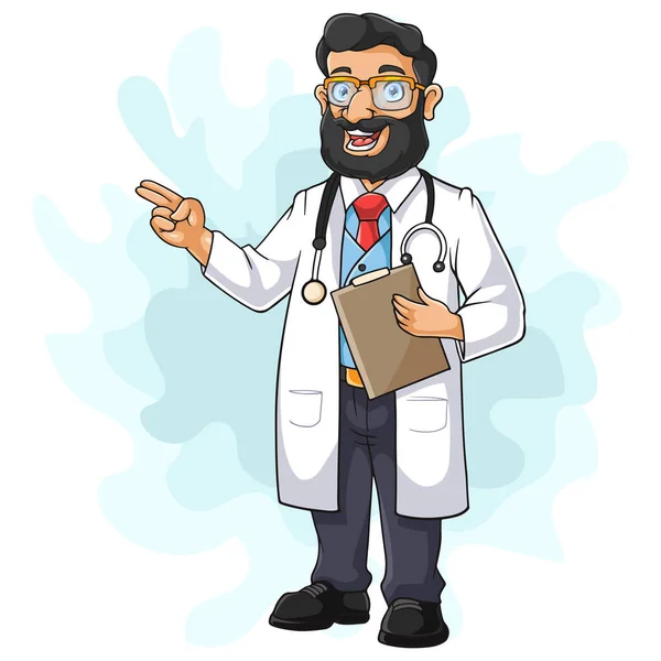Cartoon Doctor Isolated White Background — Stock Vector