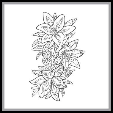 Kara arka planda izole kaplan zambağı çiçeği mandala sanatı.