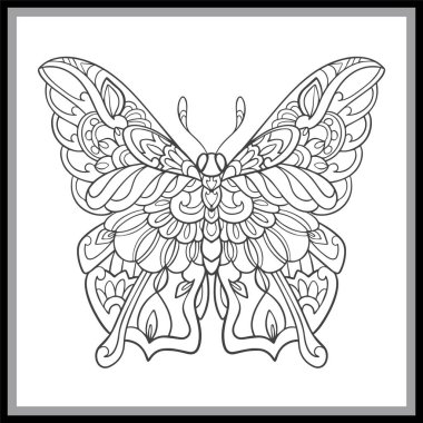 Kelebek mandala sanatı siyah arka planda izole edildi.