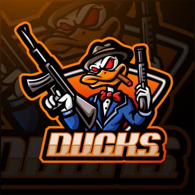 Ördek topçu maskotu esport logosu tasarımı