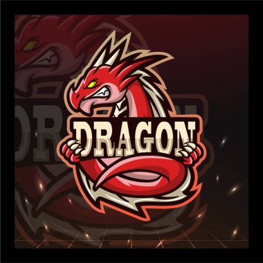 Ejderha maskotu esport logosu tasarımı