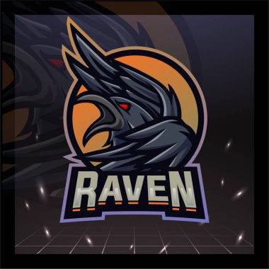 Kuzgun maskotu Esport logosu tasarımı