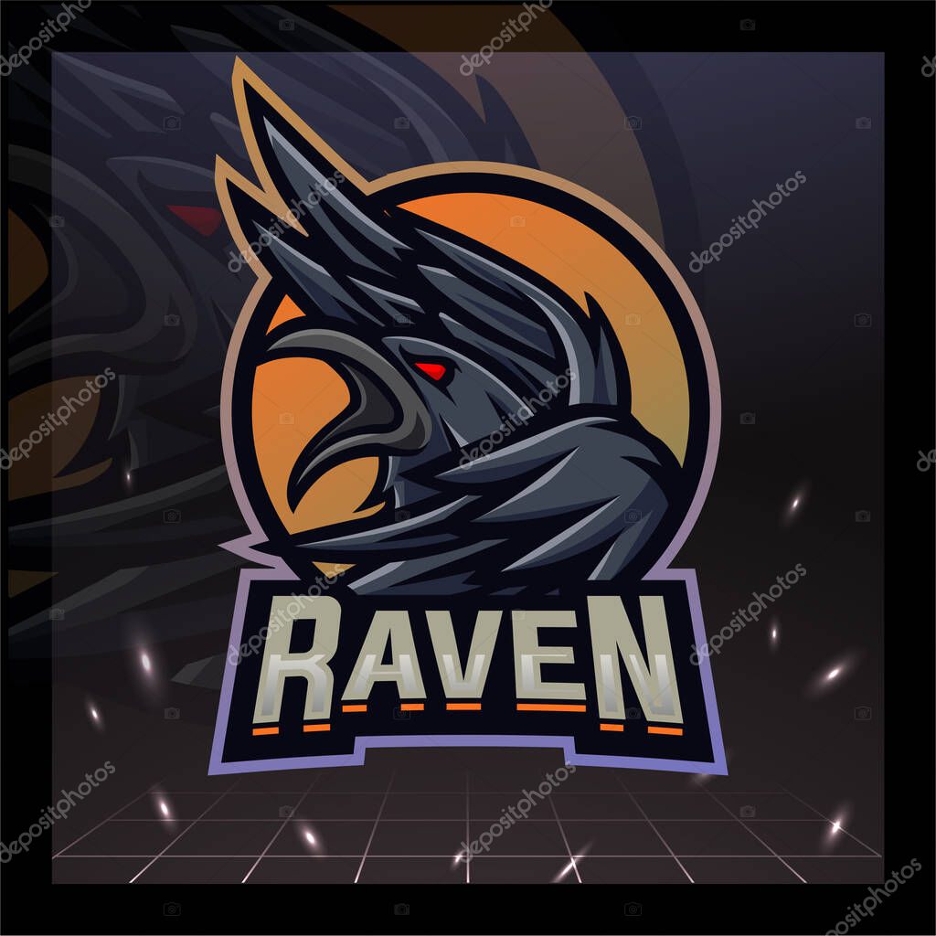 Raven mascot esport logo design