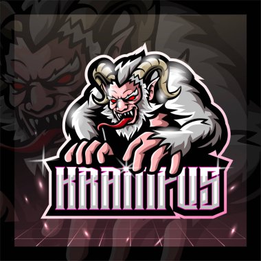 Krampus maskot esport logosu tasarımı.