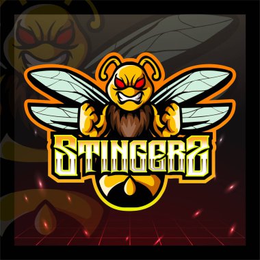 İğne arı maskotu. esport logo tasarımı