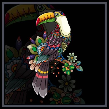 Renkli Toucan kuş mandala sanatı.
