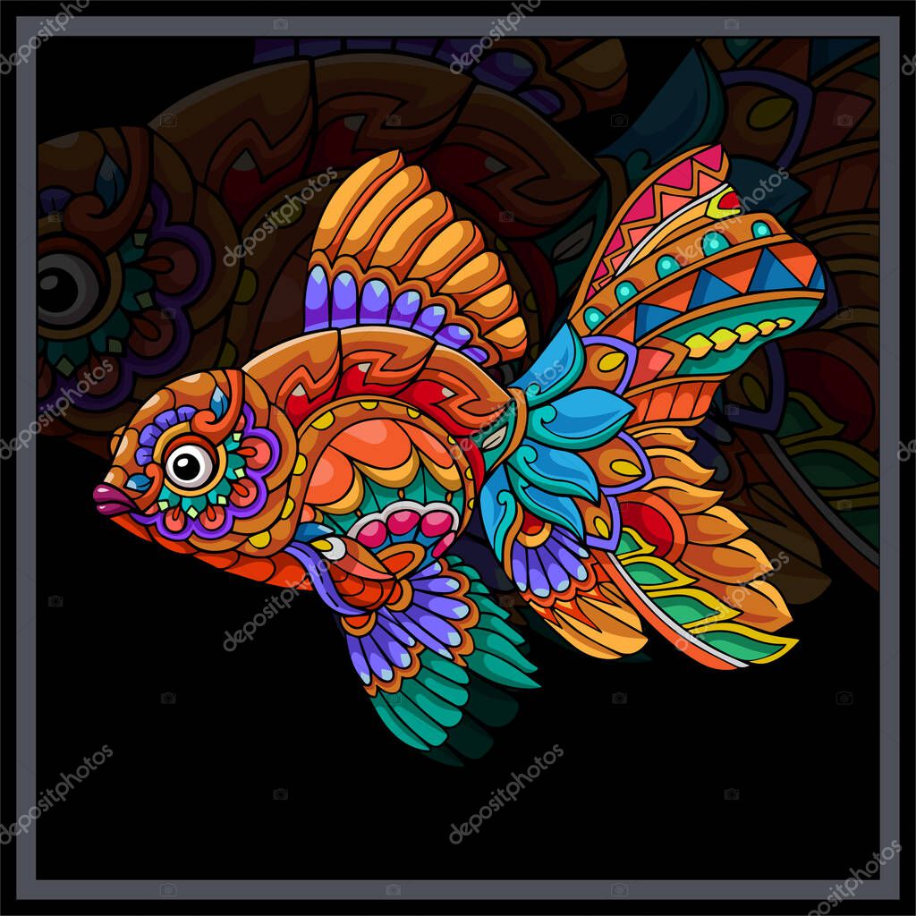 Colorful golden fish mandala arts.