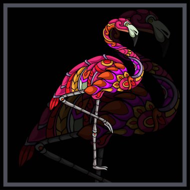 Renkli flamingo kuş mandala sanatı.