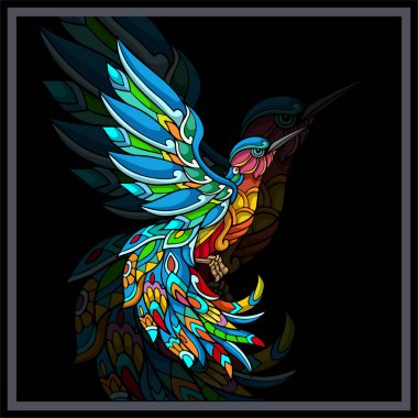 Renkli uğultulu kuş mandala sanatı.