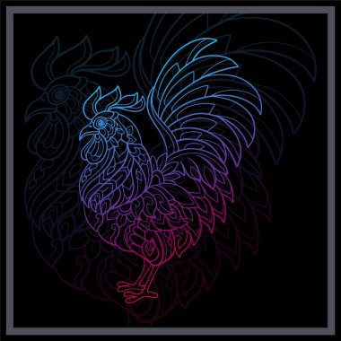 Renkli Horoz Mandala Sanatı.