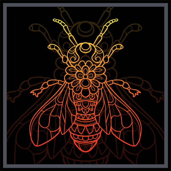 Градиент-красочный жало-пчела мандала.