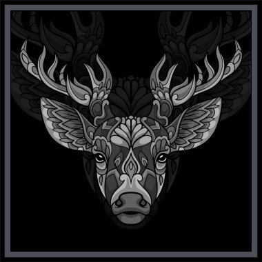 Tek renkli geyik başı mandala sanatı.