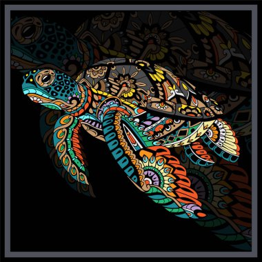 Colorful Sea turtle mandala arts.