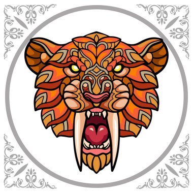 Beyaz arka planda izole edilmiş renkli gülümseme baş mandala sanatları