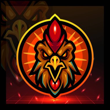 Horoz kafası maskotu. esport logo tasarımı
