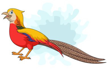 Cartoon golden pheasant bird on white background clipart
